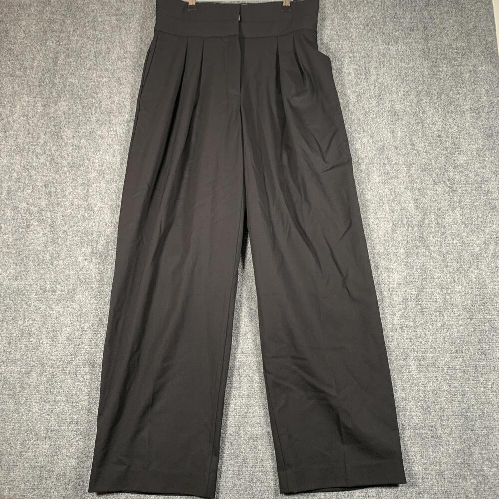 Babaton Pants Womens 6 Black Wool Blend Pleated Wide Leg Lined Dressy Trousers